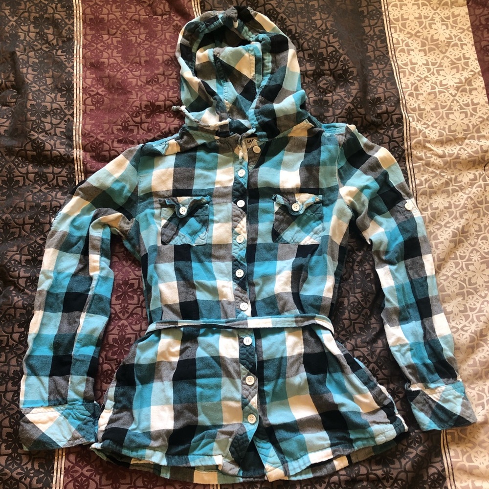 Blue Flannel with hood